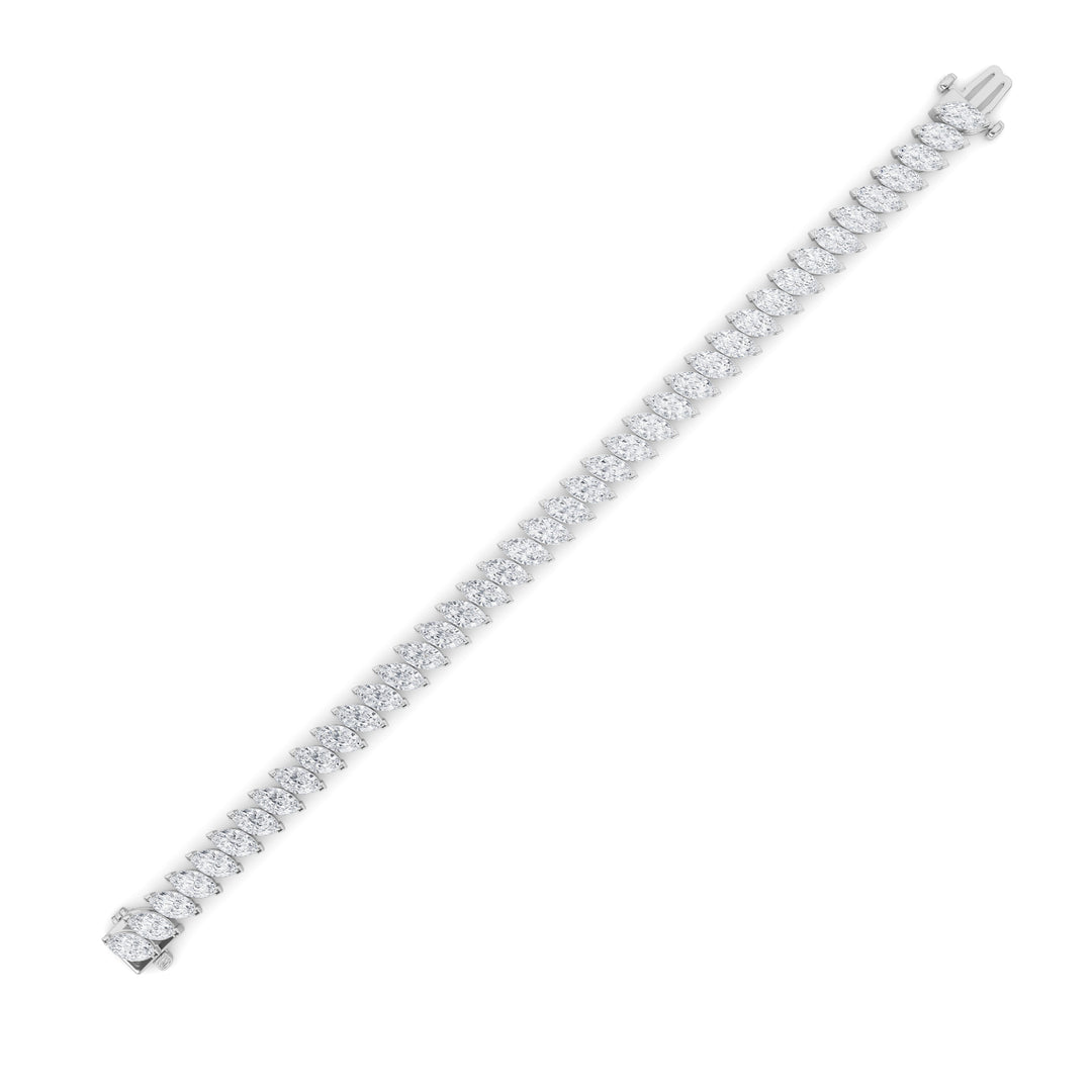 16.5Cttw Marquise Shaped Lab Grown Diamond (F/VS)Angled Line Bracelet in 14K Gold
