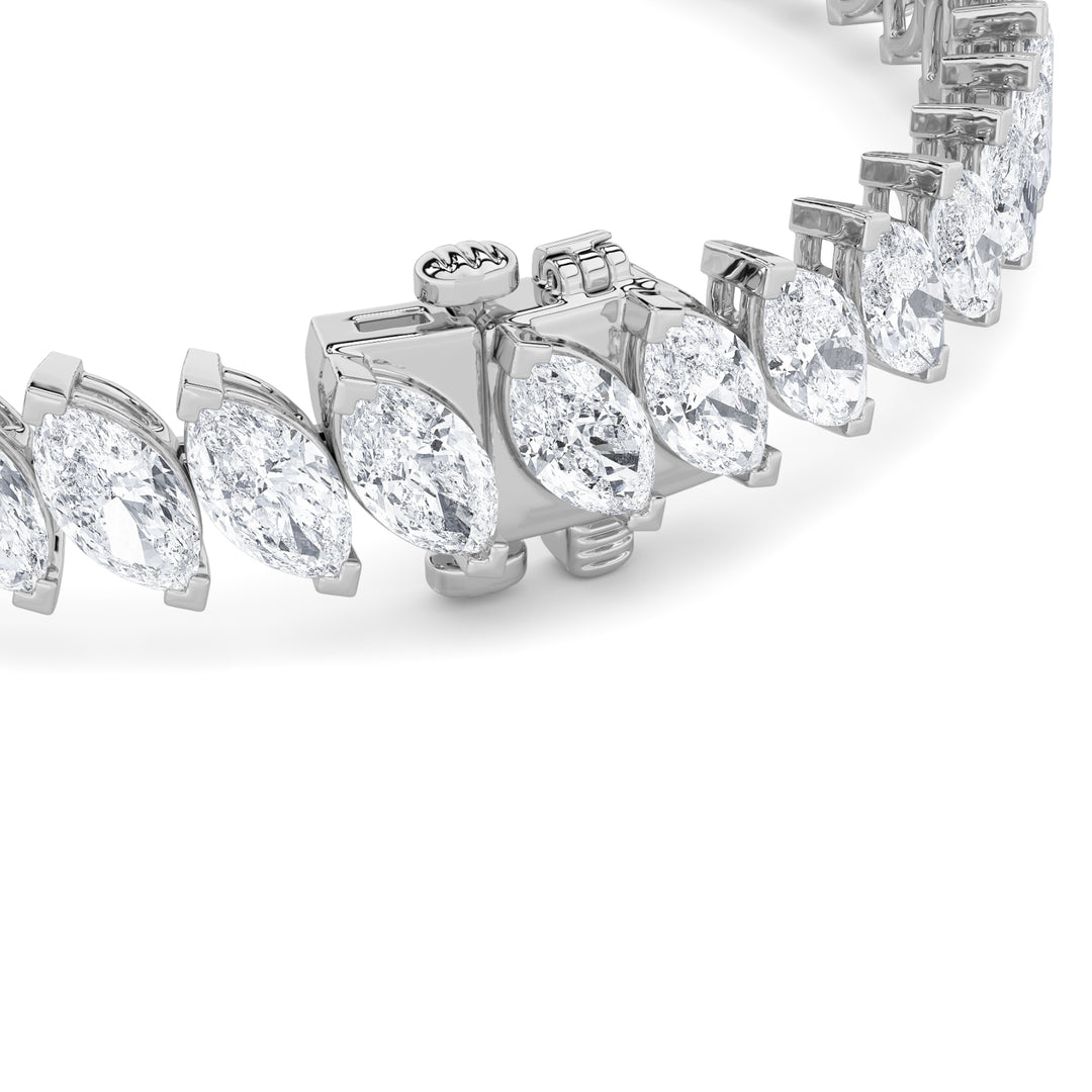 16.5Cttw Marquise Shaped Lab Grown Diamond (F/VS)Angled Line Bracelet in 14K Gold