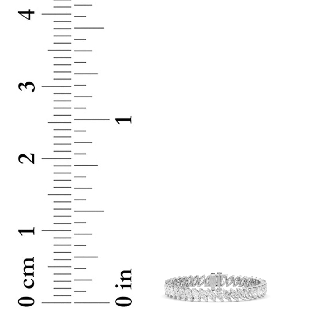 16.5Cttw Marquise Shaped Lab Grown Diamond (F/VS)Angled Line Bracelet in 14K Gold