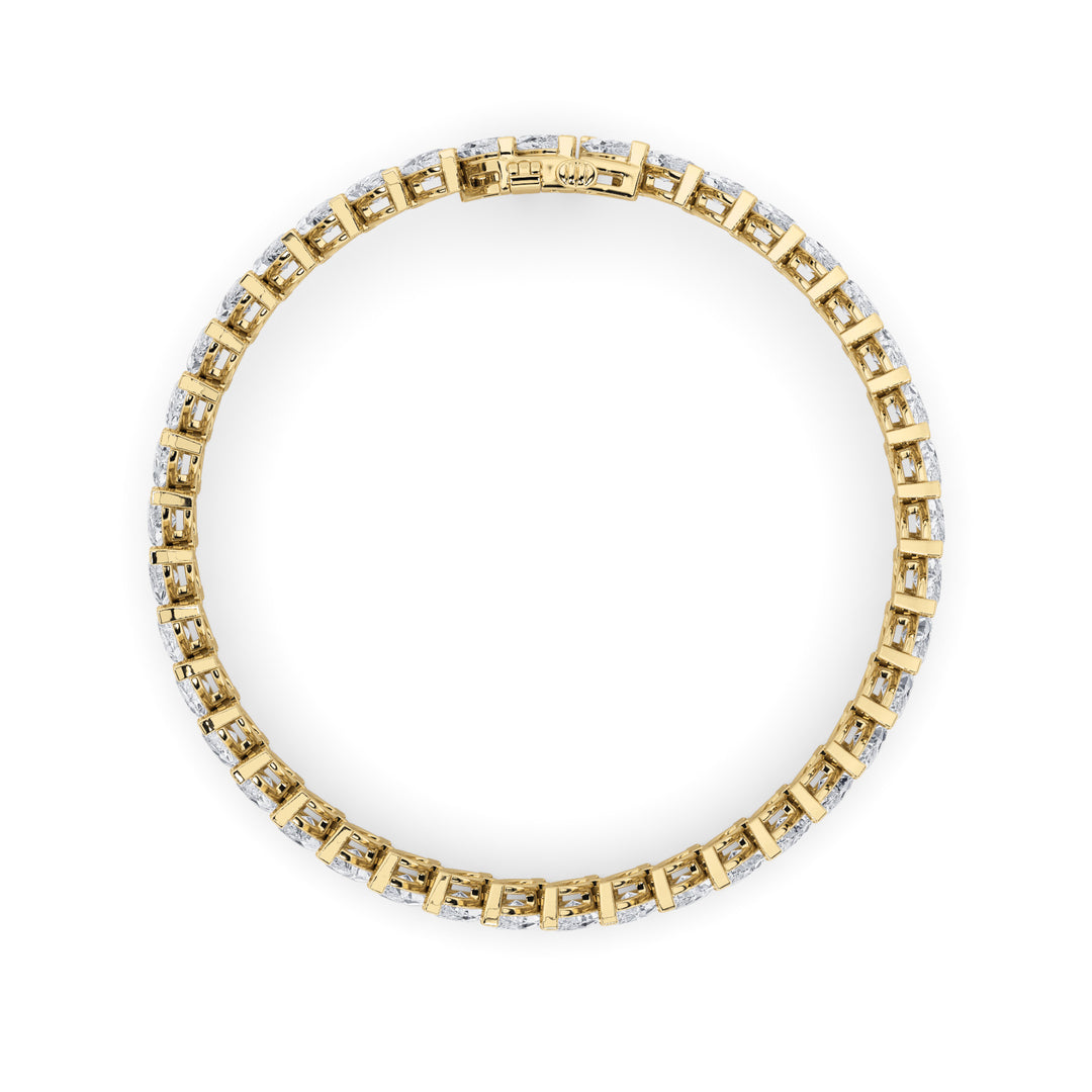 16.5Cttw Marquise Shaped Lab Grown Diamond (F/VS)Angled Line Bracelet in 14K Gold