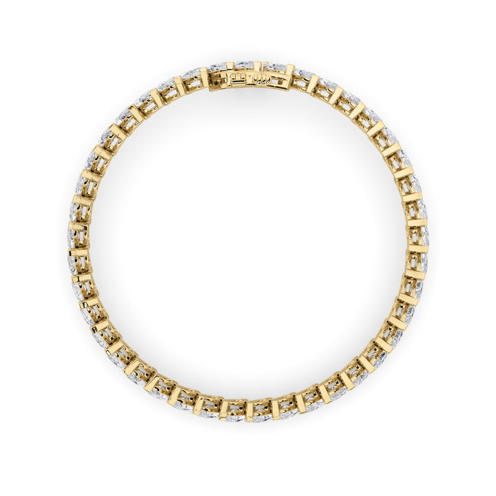 16.5Cttw Marquise Shaped Lab Grown Diamond (F/VS)Angled Line Bracelet in 14K Gold
