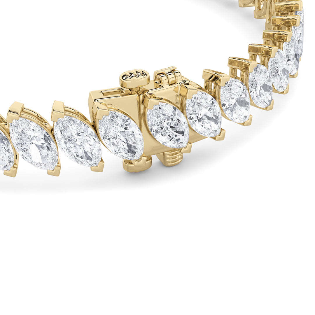 16.5Cttw Marquise Shaped Lab Grown Diamond (F/VS)Angled Line Bracelet in 14K Gold
