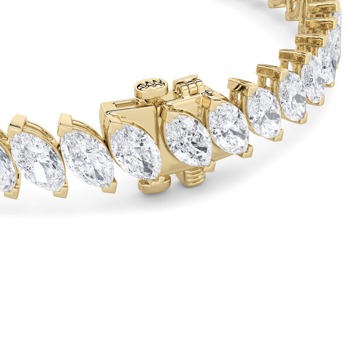 16.5Cttw Marquise Shaped Lab Grown Diamond (F/VS)Angled Line Bracelet in 14K Gold