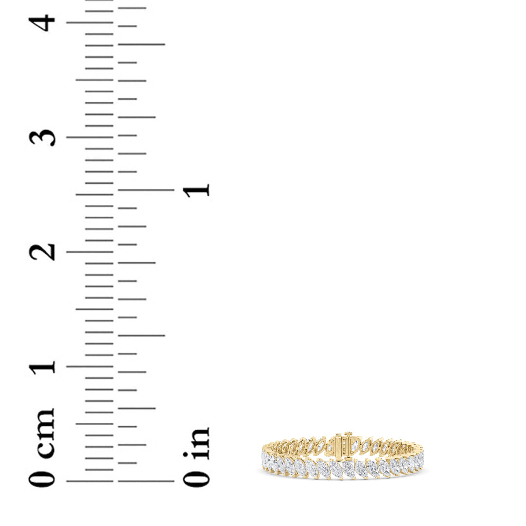 16.5Cttw Marquise Shaped Lab Grown Diamond (F/VS)Angled Line Bracelet in 14K Gold