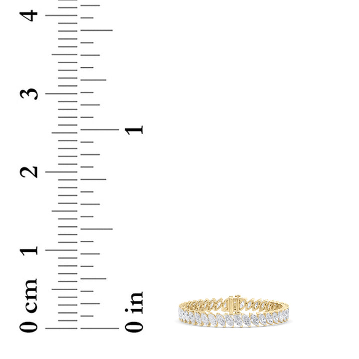 16.5Cttw Marquise Shaped Lab Grown Diamond (F/VS)Angled Line Bracelet in 14K Gold