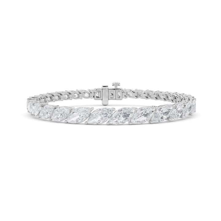 13Cttw Marquise Shaped Lab Grown Diamond (F/VS) Fancy Bracelet in 14K Gold