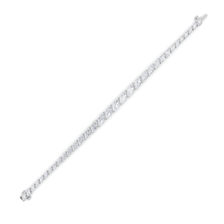 13Cttw Marquise Shaped Lab Grown Diamond (F/VS) Fancy Bracelet in 14K Gold