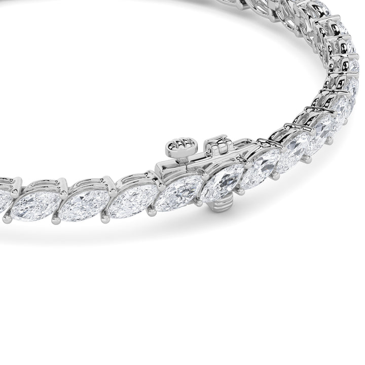 13Cttw Marquise Shaped Lab Grown Diamond (F/VS) Fancy Bracelet in 14K Gold