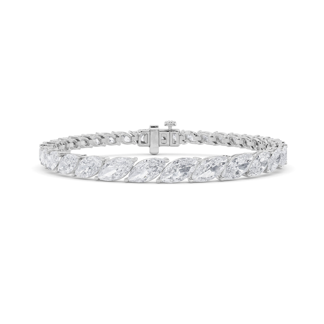 13.5Cttw Marquise Shaped Lab Grown Diamond (F/VS)Bracelet in 14K Gold