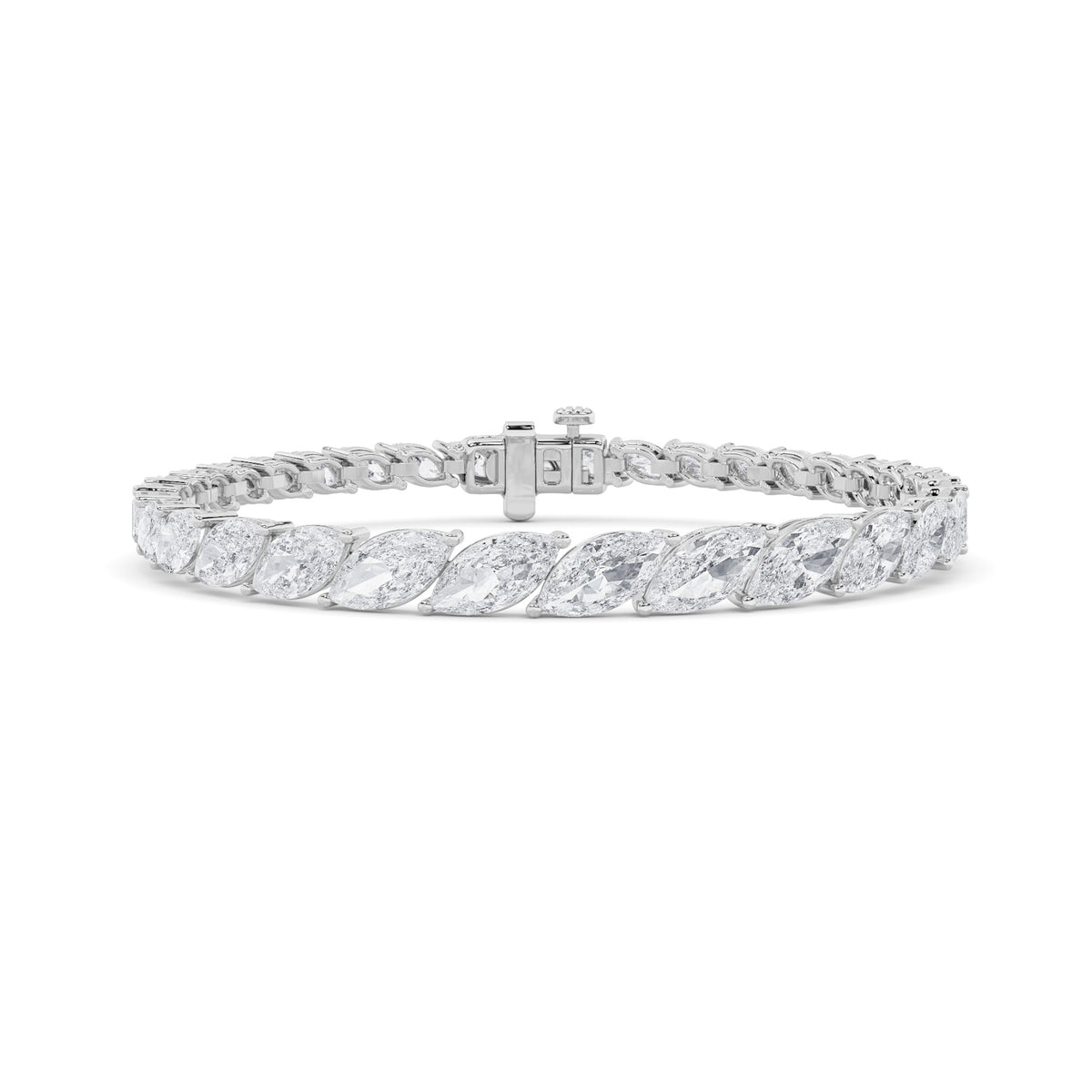 13.5Cttw Marquise Shaped Lab Grown Diamond (F/VS)Bracelet in 14K Gold