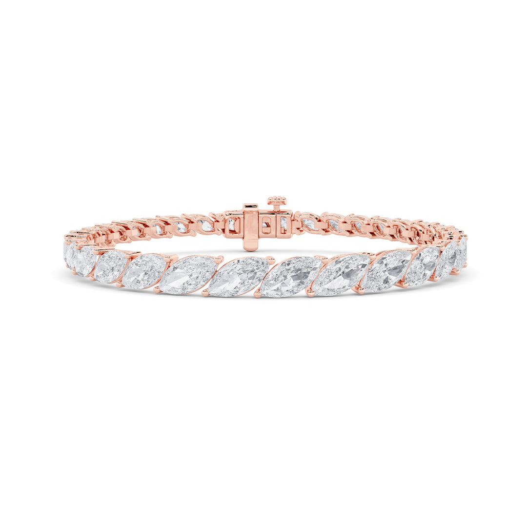 13.5Cttw Marquise Shaped Lab Grown Diamond (F/VS)Bracelet in 14K Gold