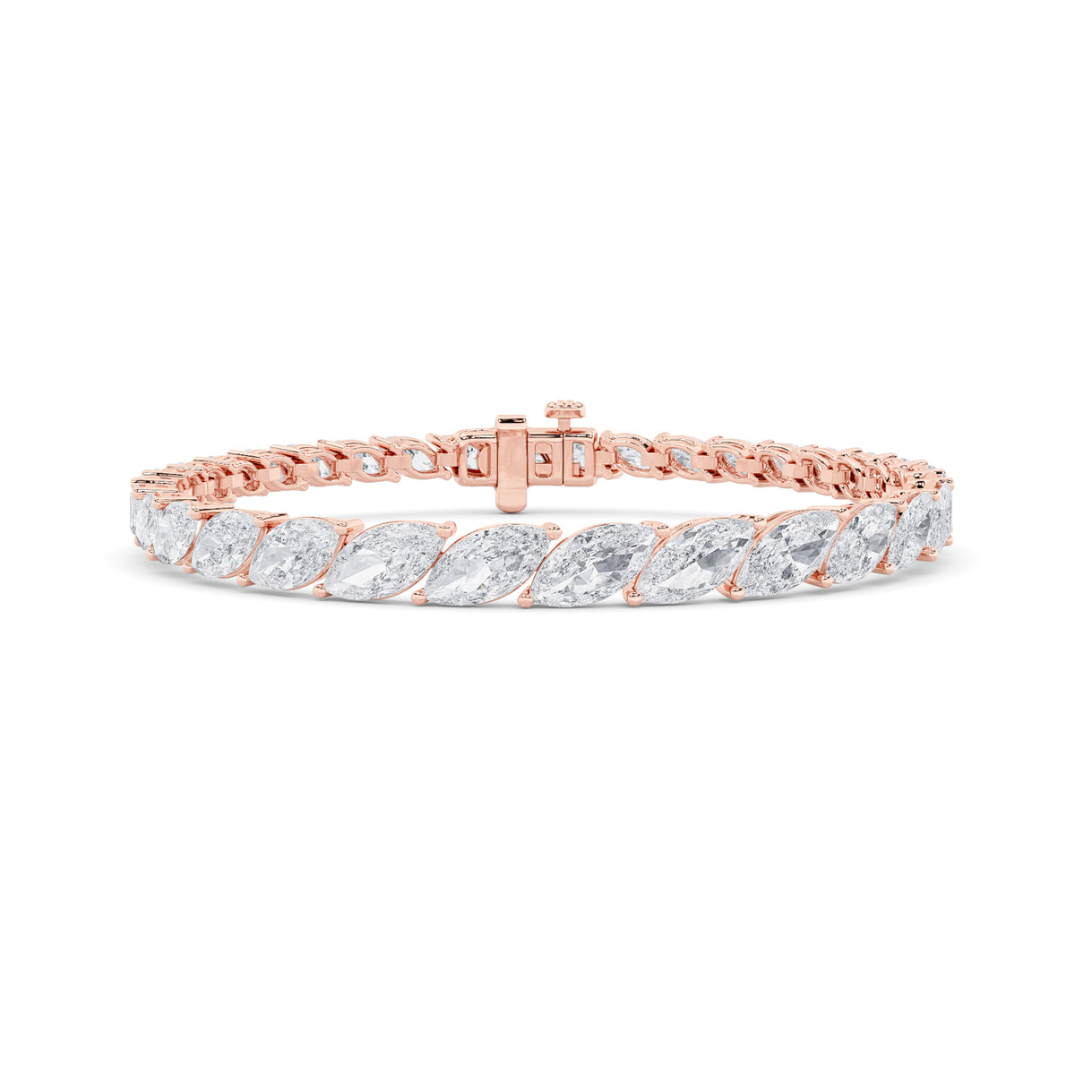 13.5Cttw Marquise Shaped Lab Grown Diamond (F/VS)Bracelet in 14K Gold