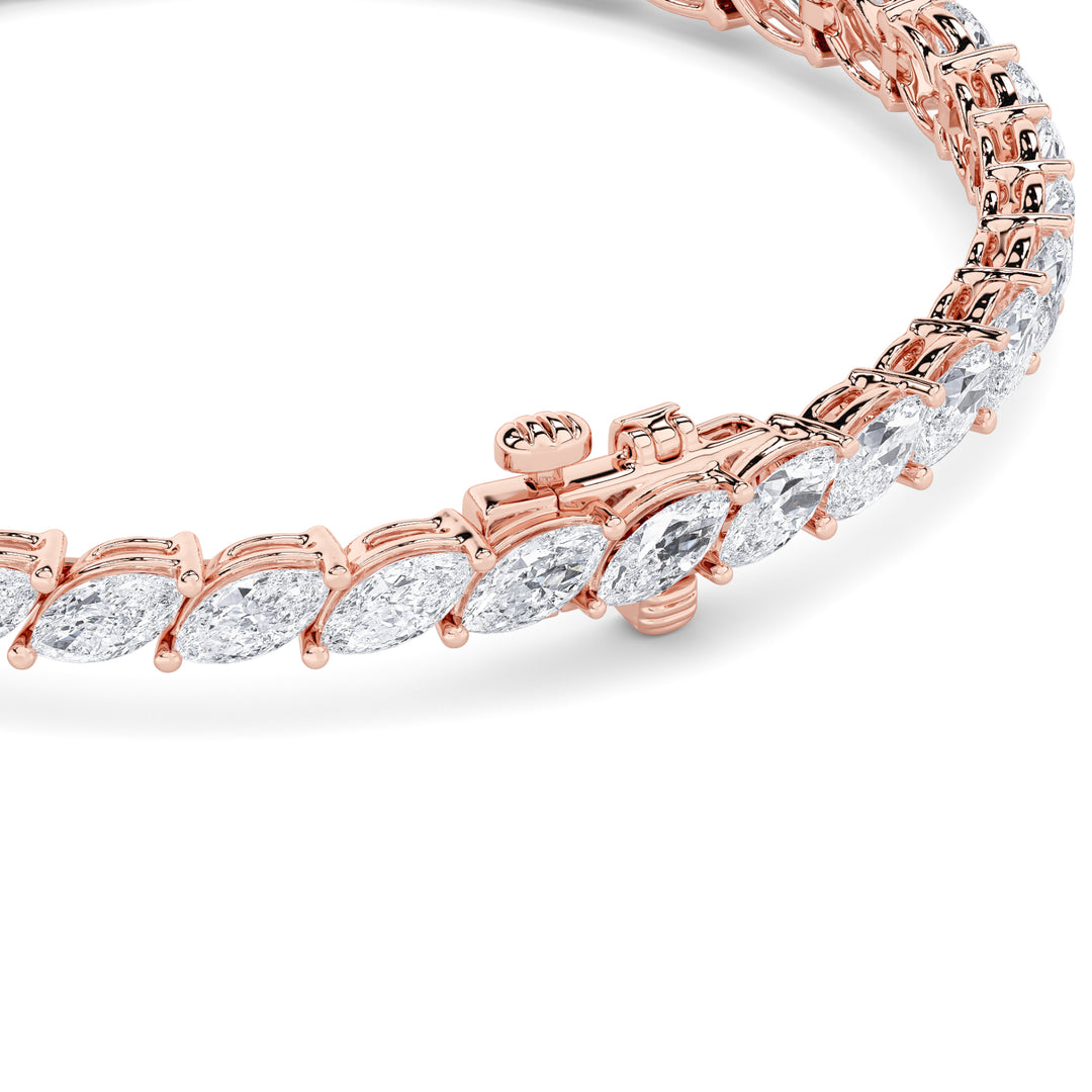 13.5Cttw Marquise Shaped Lab Grown Diamond (F/VS)Bracelet in 14K Gold