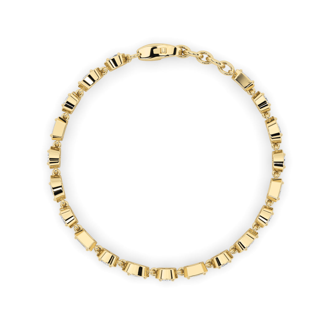 4Cttw Mix Shaped Lab Grown Diamond (G/VS) Bracelet in 14K Gold
