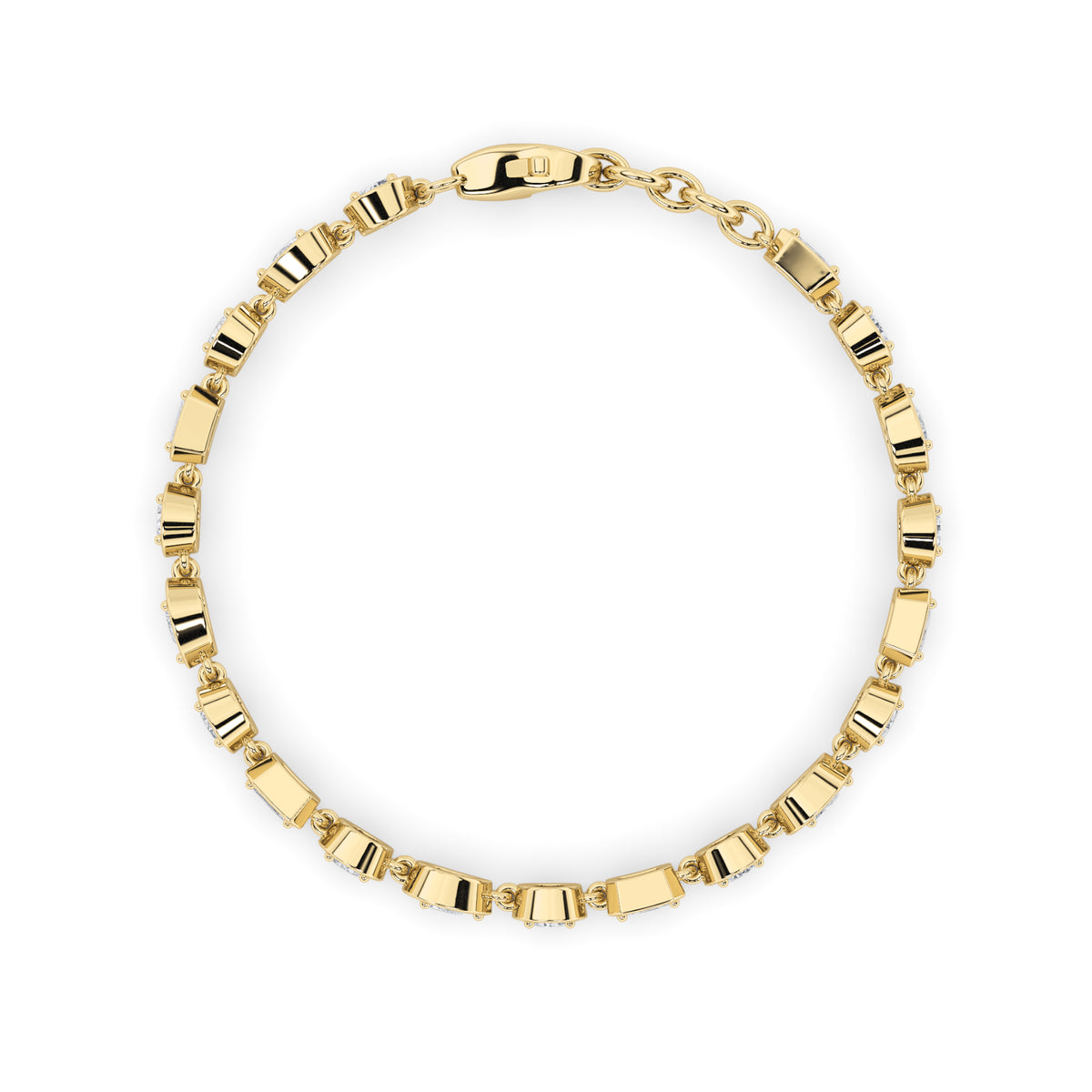 4Cttw Mix Shaped Lab Grown Diamond (G/VS) Bracelet in 14K Gold