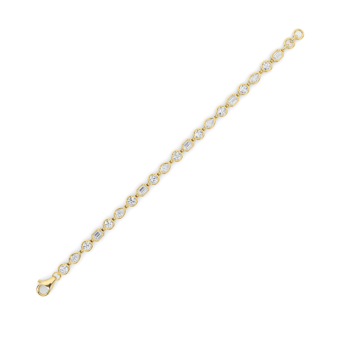 4Cttw Mix Shaped Lab Grown Diamond (G/VS) Bracelet in 14K Gold