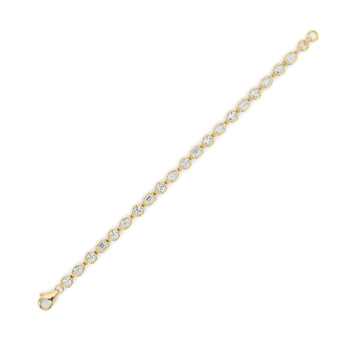 4Cttw Mix Shaped Lab Grown Diamond (G/VS) Bracelet in 14K Gold