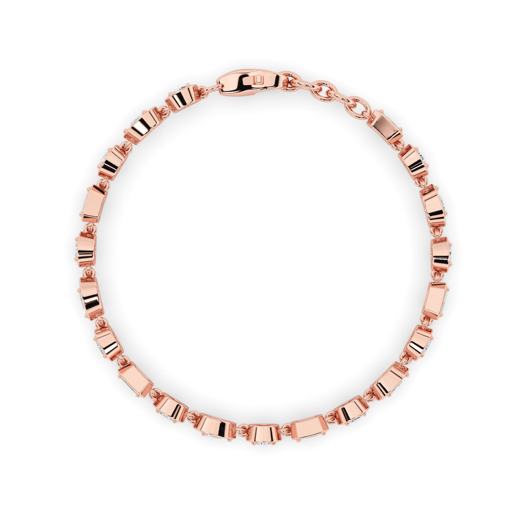 4Cttw Mix Shaped Lab Grown Diamond (G/VS) Bracelet in 14K Gold