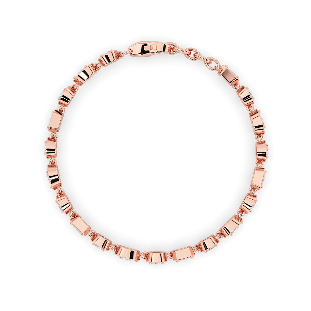 4Cttw Mix Shaped Lab Grown Diamond (G/VS) Bracelet in 14K Gold