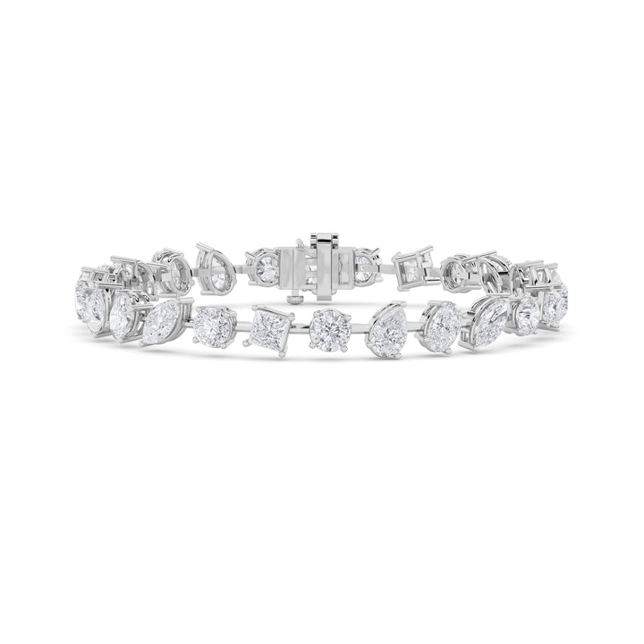 10.25Cttw Mix Shaped Lab Grown Diamond (F/VS) Bracelet in 14K Gold