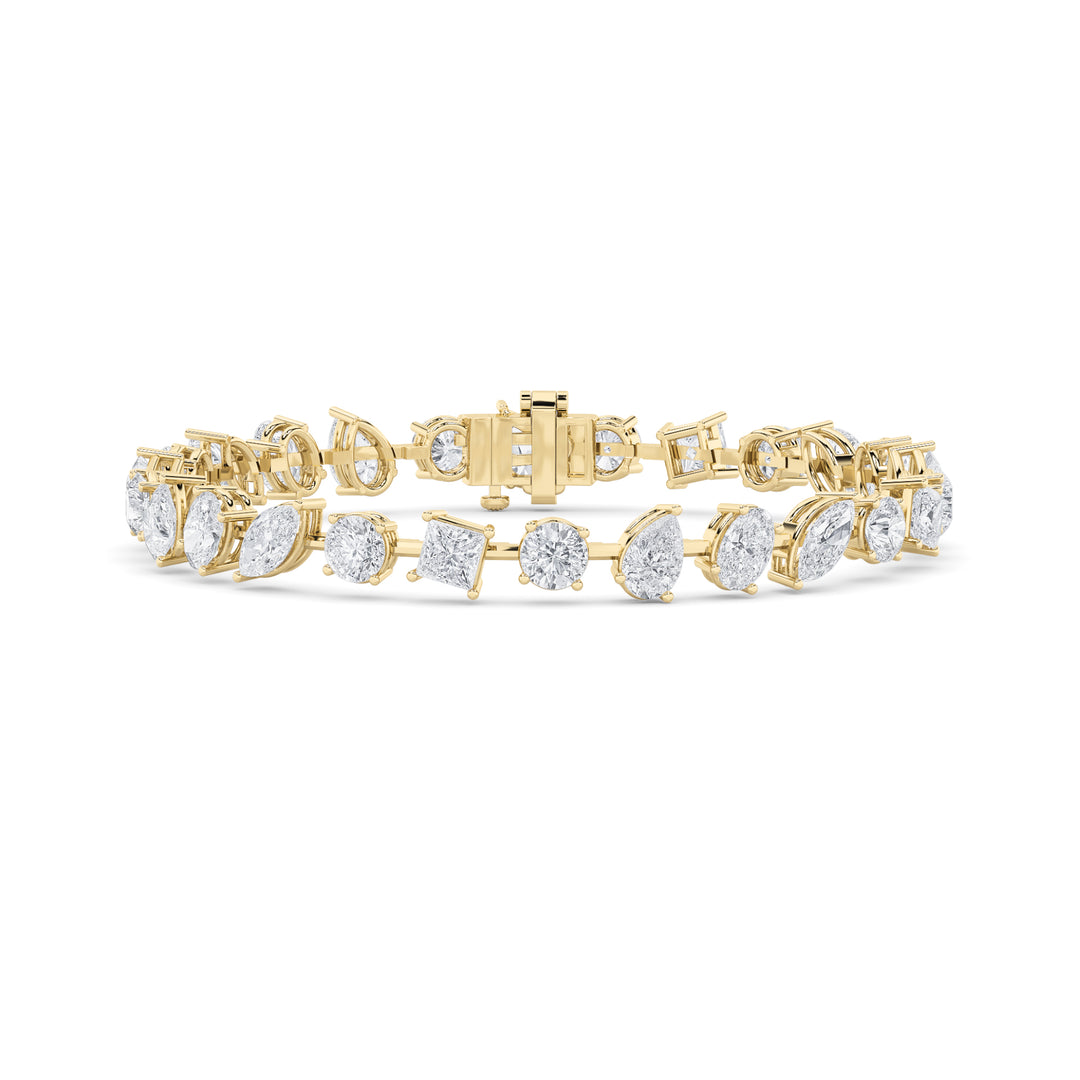 10.25Cttw Mix Shaped Lab Grown Diamond (F/VS) Bracelet in 14K Gold