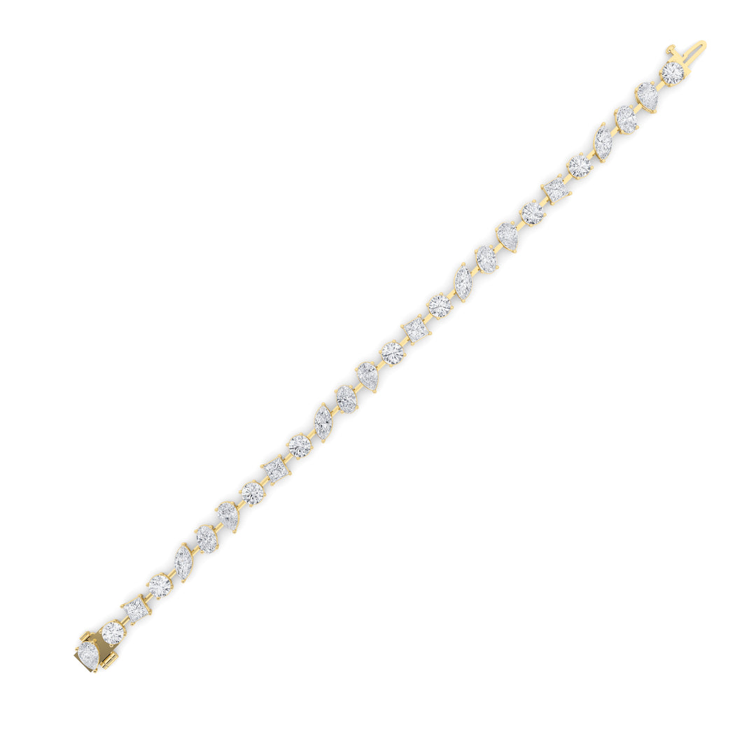 10.25Cttw Mix Shaped Lab Grown Diamond (F/VS) Bracelet in 14K Gold