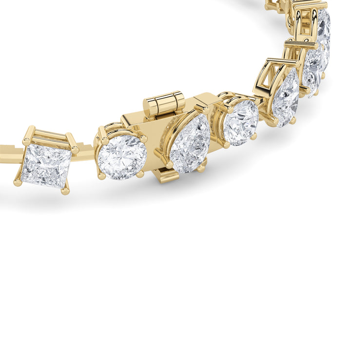 10.25Cttw Mix Shaped Lab Grown Diamond (F/VS) Bracelet in 14K Gold