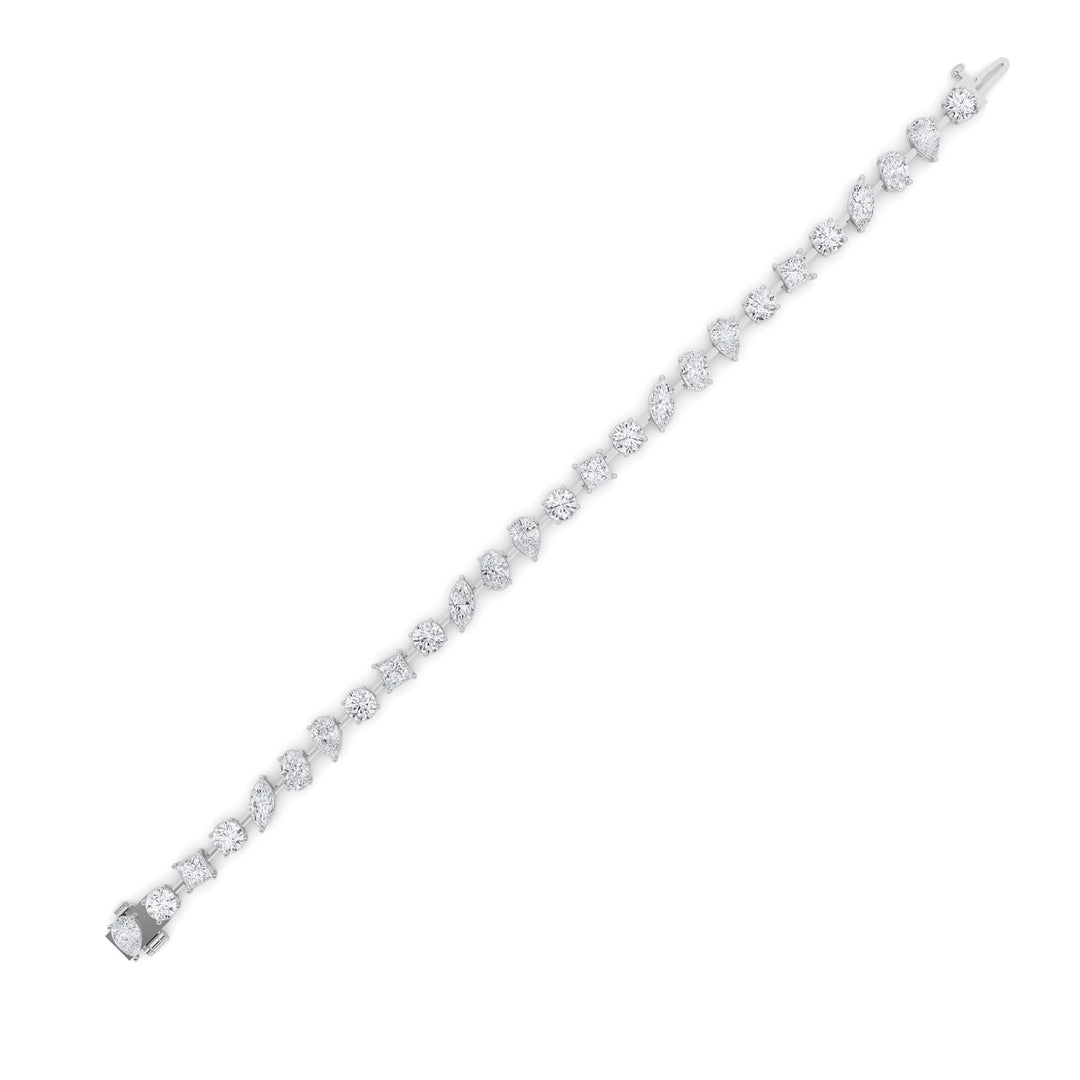 10.5Cttw Mix Shaped Lab Grown Diamond (F/VS) North South Bracelet in 14K Gold