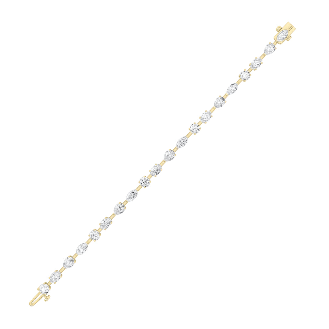 10Cttw Mix Shaped Lab Grown Diamond East & West Bracelet in 14K Gold (F/VS)