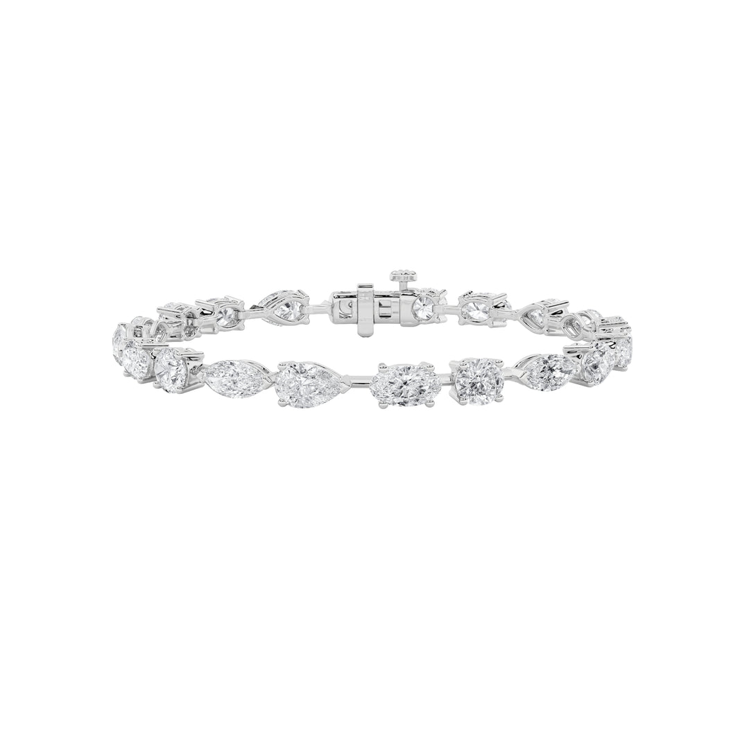 12Cttw Mix Shaped Lab Grown Diamond East & West Bracelet in 14K Gold (F/VS)