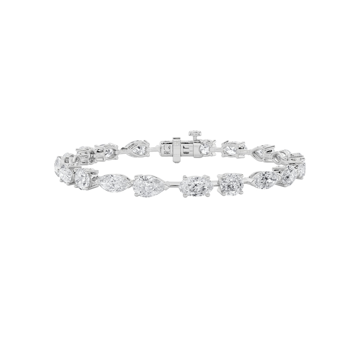 12Cttw Mix Shaped Lab Grown Diamond East & West Bracelet in 14K Gold (F/VS)