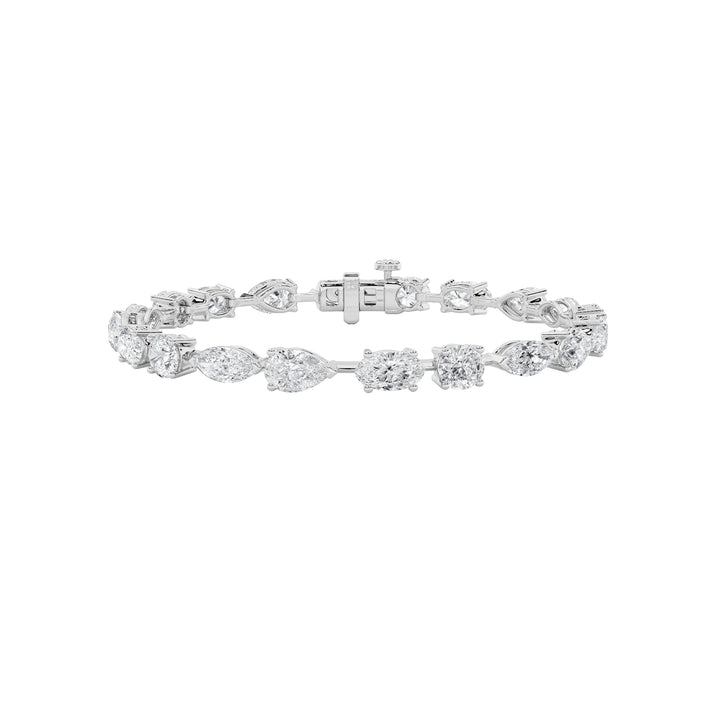 12Cttw Mix Shaped Lab Grown Diamond East & West Bracelet in 14K Gold (F/VS)