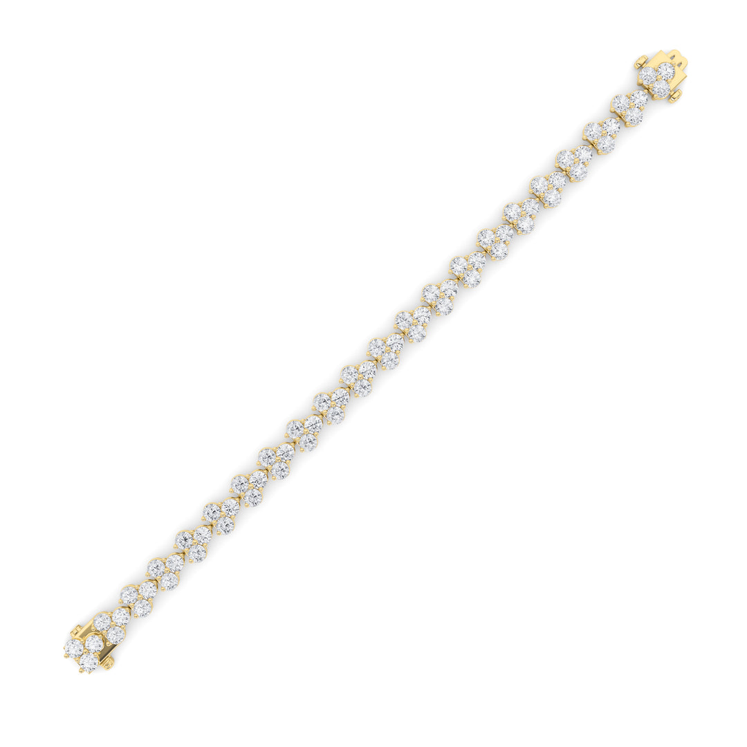 13Cttw Round Shaped Lab Grown Diamond (F/VS) Cluster Bracelet in 14K Gold