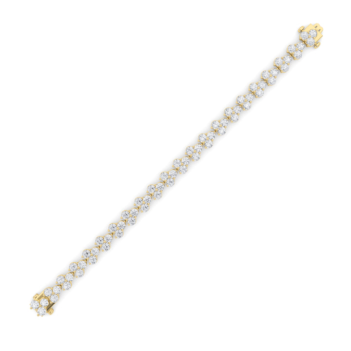 13Cttw Round Shaped Lab Grown Diamond (F/VS) Cluster Bracelet in 14K Gold