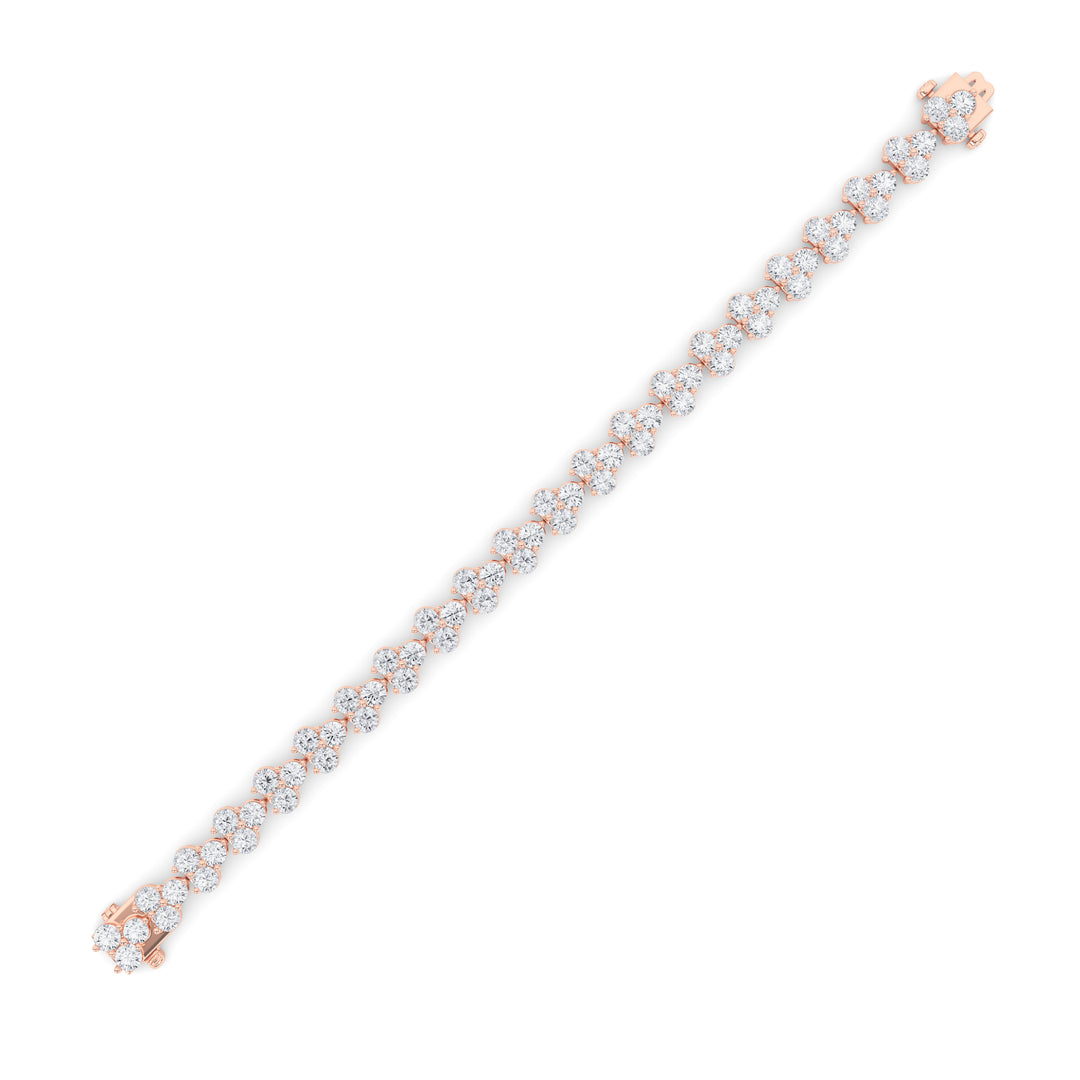 13Cttw Round Shaped Lab Grown Diamond (F/VS) Cluster Bracelet in 14K Gold