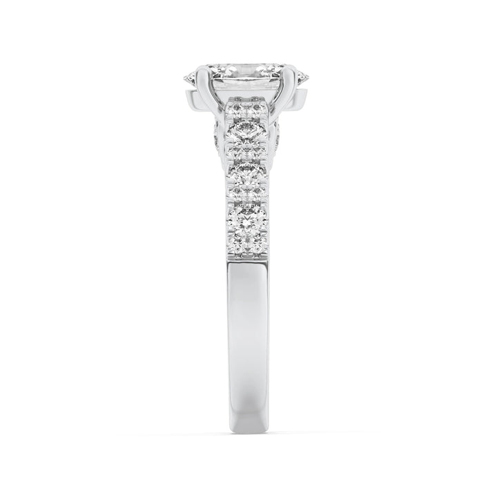2Cttw Oval Shaped Lab Grown Diamond (F/VS) Accented Milgrain Engagement Ring in 14K Gold