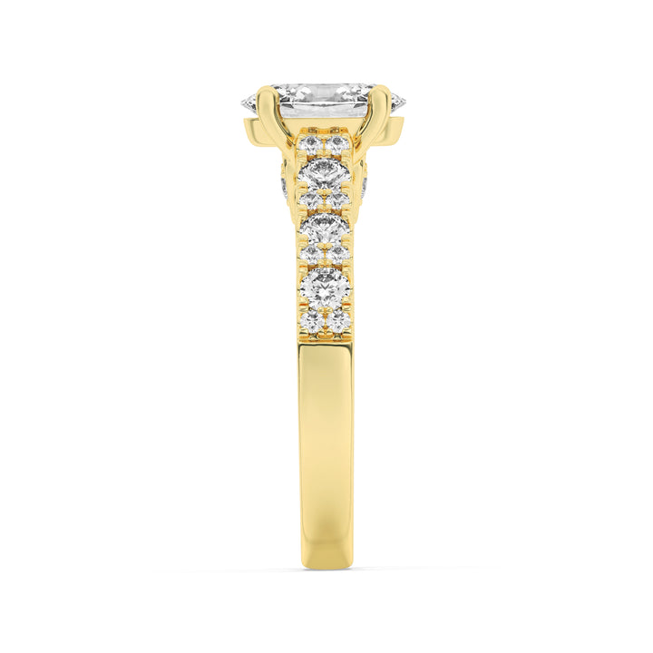 2Cttw Oval Shaped Lab Grown Diamond (F/VS) Accented Milgrain Engagement Ring in 14K Gold