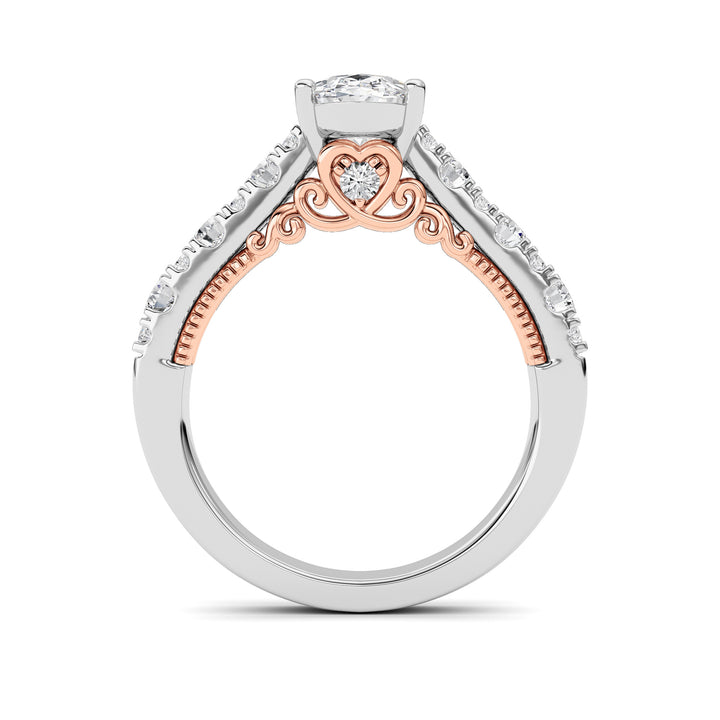 2Cttw Oval Shaped Lab Grown Diamond (F/VS) Accented Milgrain Engagement Ring in 14K Gold