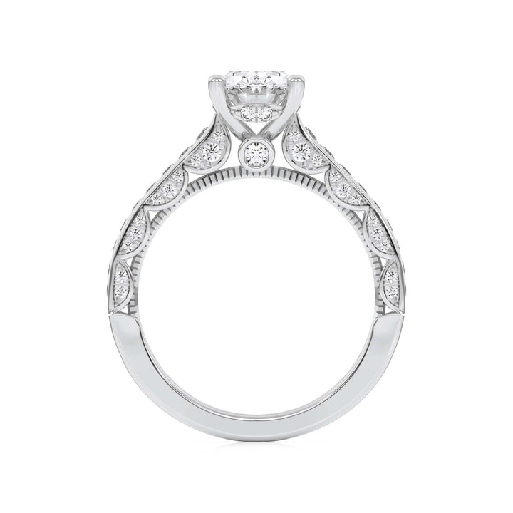 2Cttw Oval Shaped Lab Grown Diamond (F/VS) Accented Engagement Ring in 14K Gold