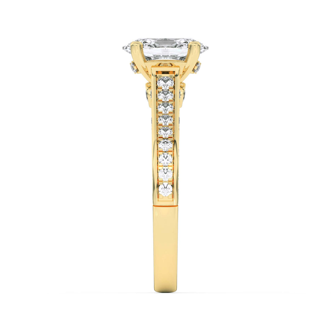 2Cttw Oval Shaped Lab Grown Diamond (F/VS) Accented Engagement Ring in 14K Gold