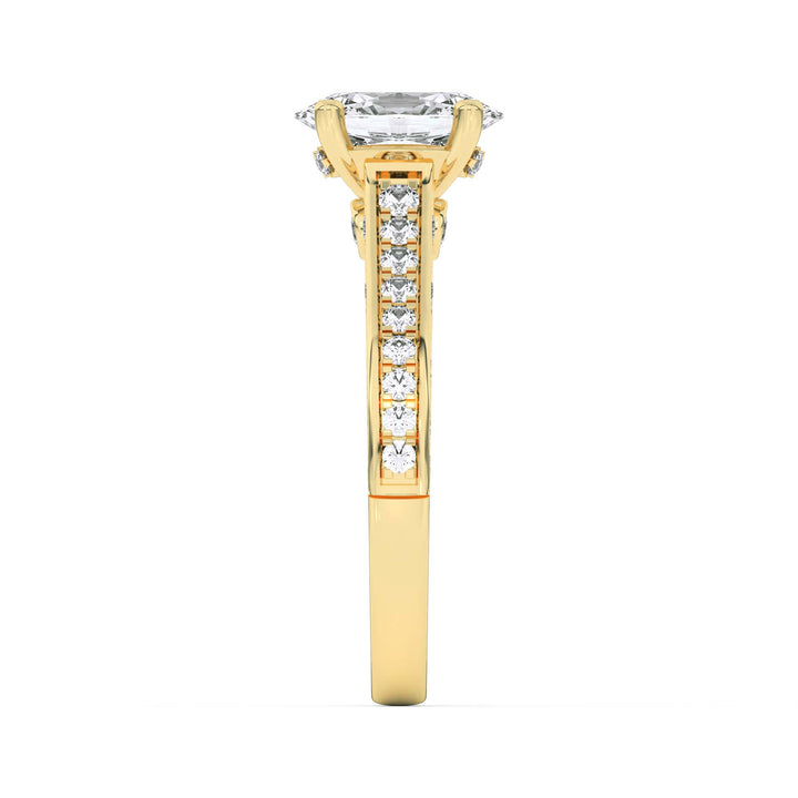 2Cttw Oval Shaped Lab Grown Diamond (F/VS) Accented Engagement Ring in 14K Gold