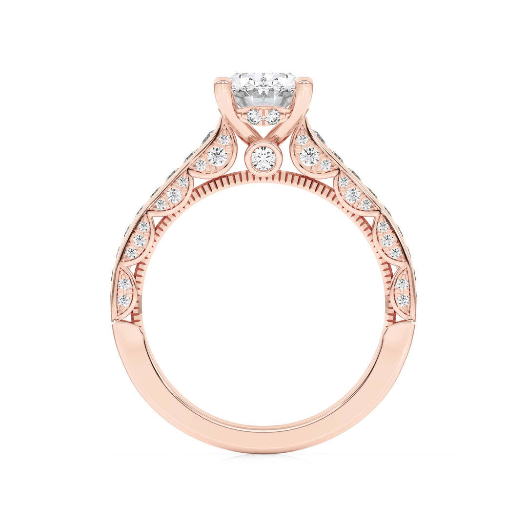 2Cttw Oval Shaped Lab Grown Diamond (F/VS) Accented Engagement Ring in 14K Gold