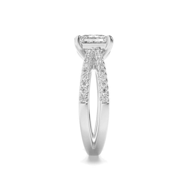 2Cttw Princess Shaped Lab Grown Diamond (F/VS) Cross Shank Accented Engagement Ring in 14K Gold