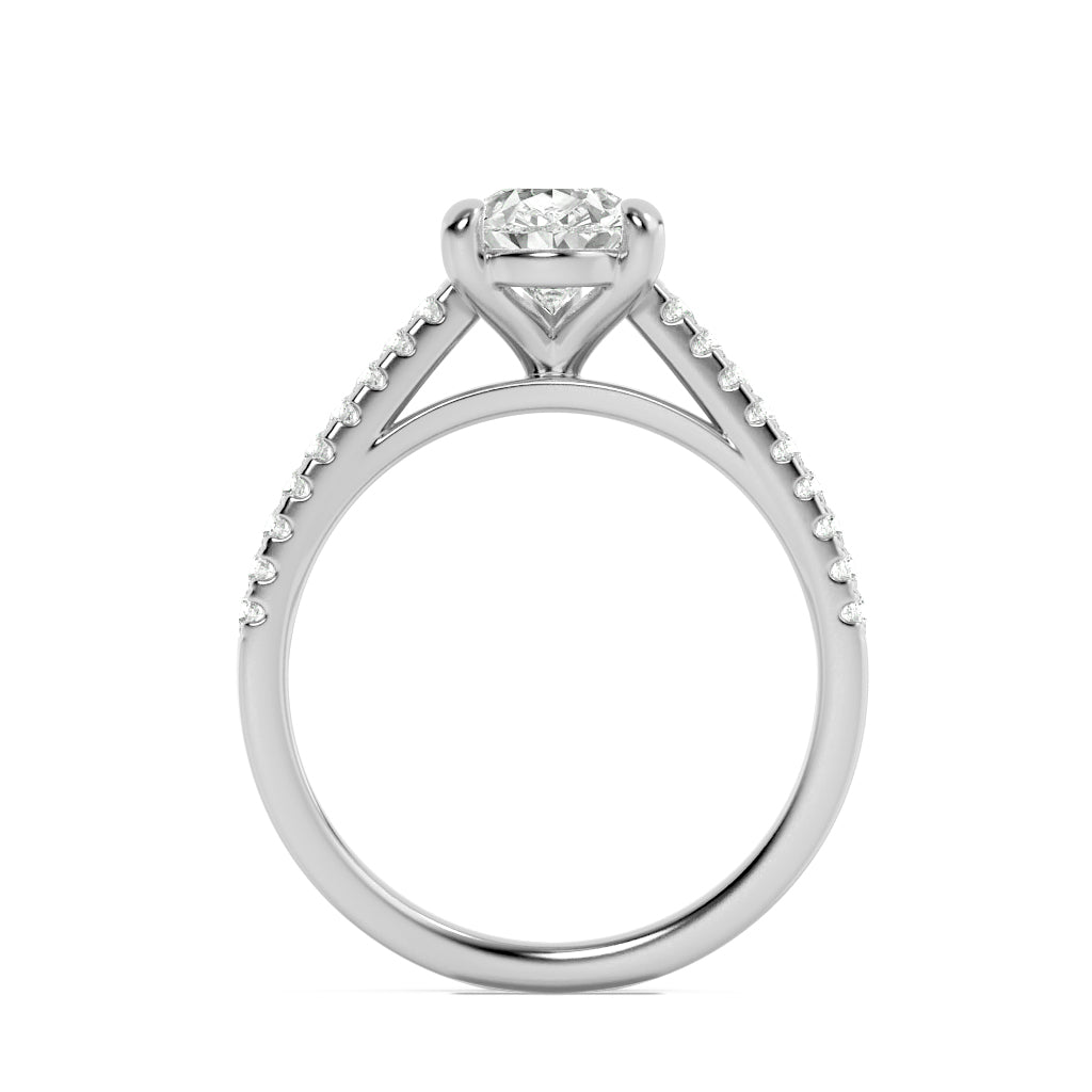 2Cttw Pear Shaped Lab Grown Diamond (F/VS) Cross Shank Accented Engagement Ring in 14K Gold
