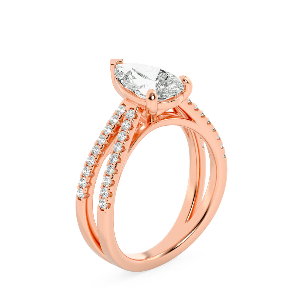 2Cttw Pear Shaped Lab Grown Diamond (G/VS) Cross Shank Accented Engagement Ring in 14K Gold