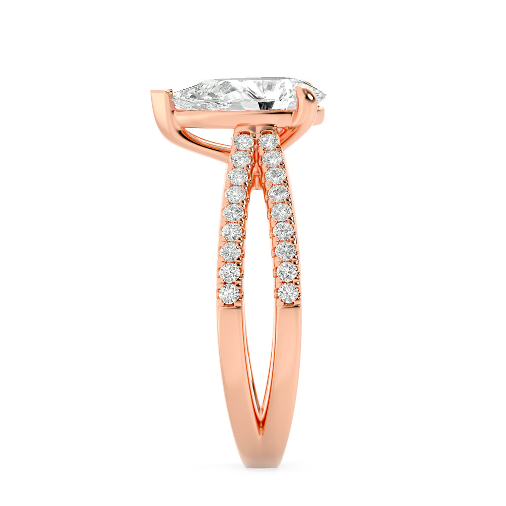 2Cttw Pear Shaped Lab Grown Diamond (G/VS) Cross Shank Accented Engagement Ring in 14K Gold