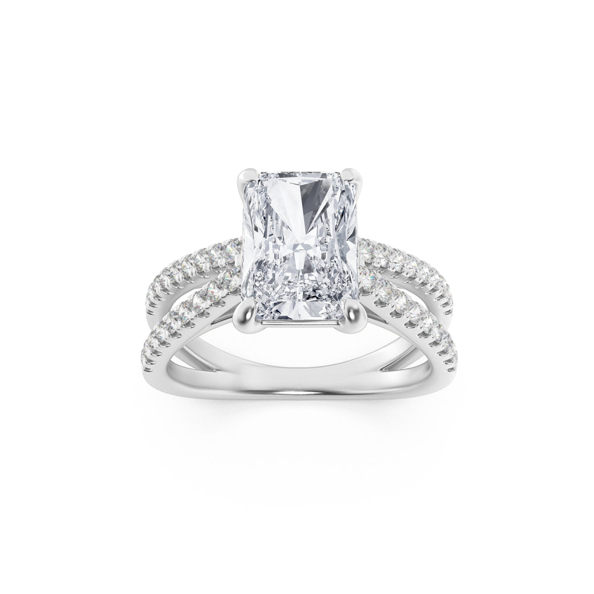 2Cttw Radiant Shaped Lab Grown Diamond (F/VS) Engagement Ring in 14K Gold