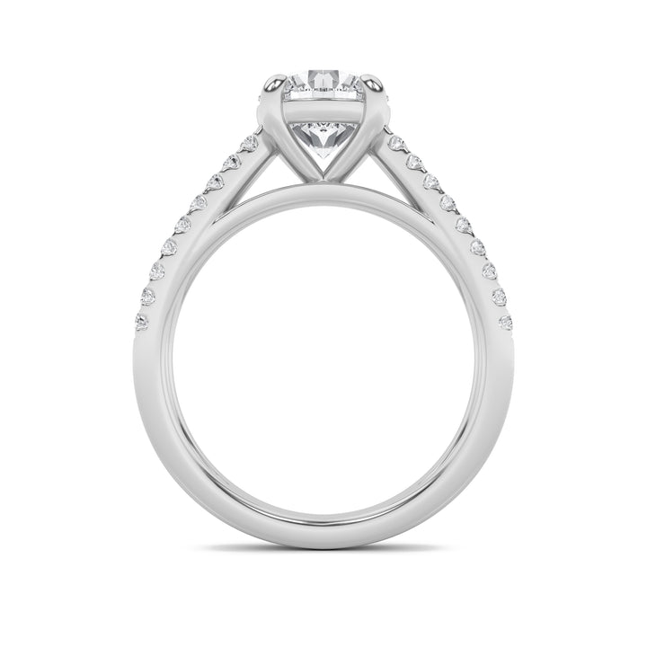 2Cttw Round Shaped Lab Grown Diamond (F/VS) CrossShank Accented Engagement Ring in 14K Gold