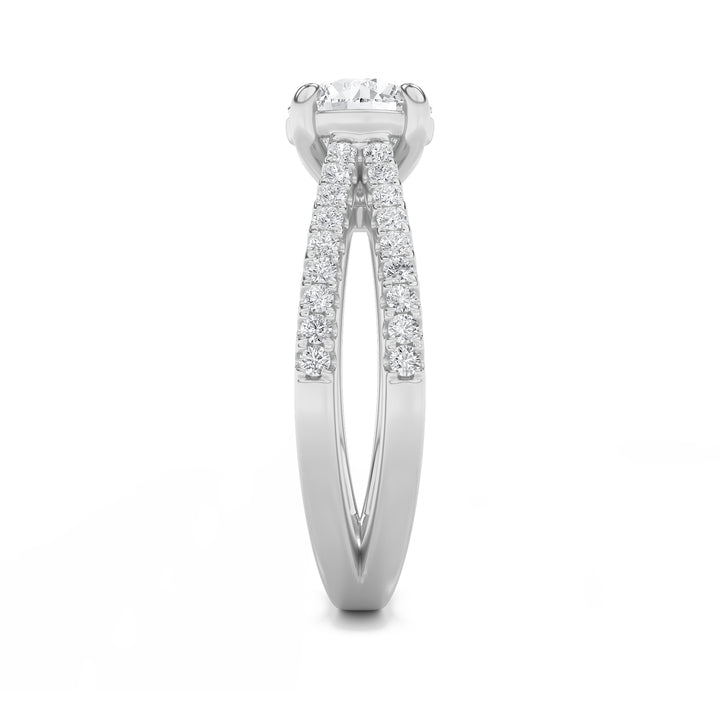 2Cttw Round Shaped Lab Grown Diamond (F/VS) CrossShank Accented Engagement Ring in 14K Gold