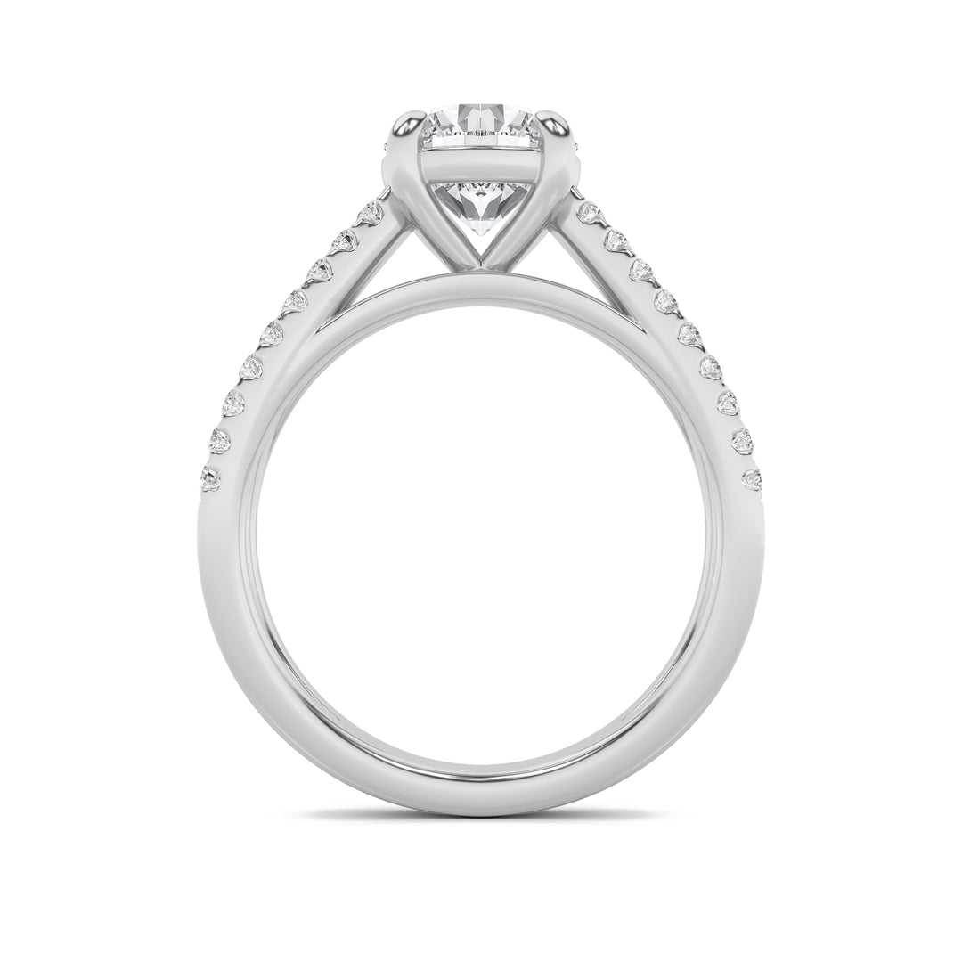 2Cttw Round Shaped Lab Grown Diamond (F/VVS) Cross Shank Accented Engagement Ring in 14K Gold